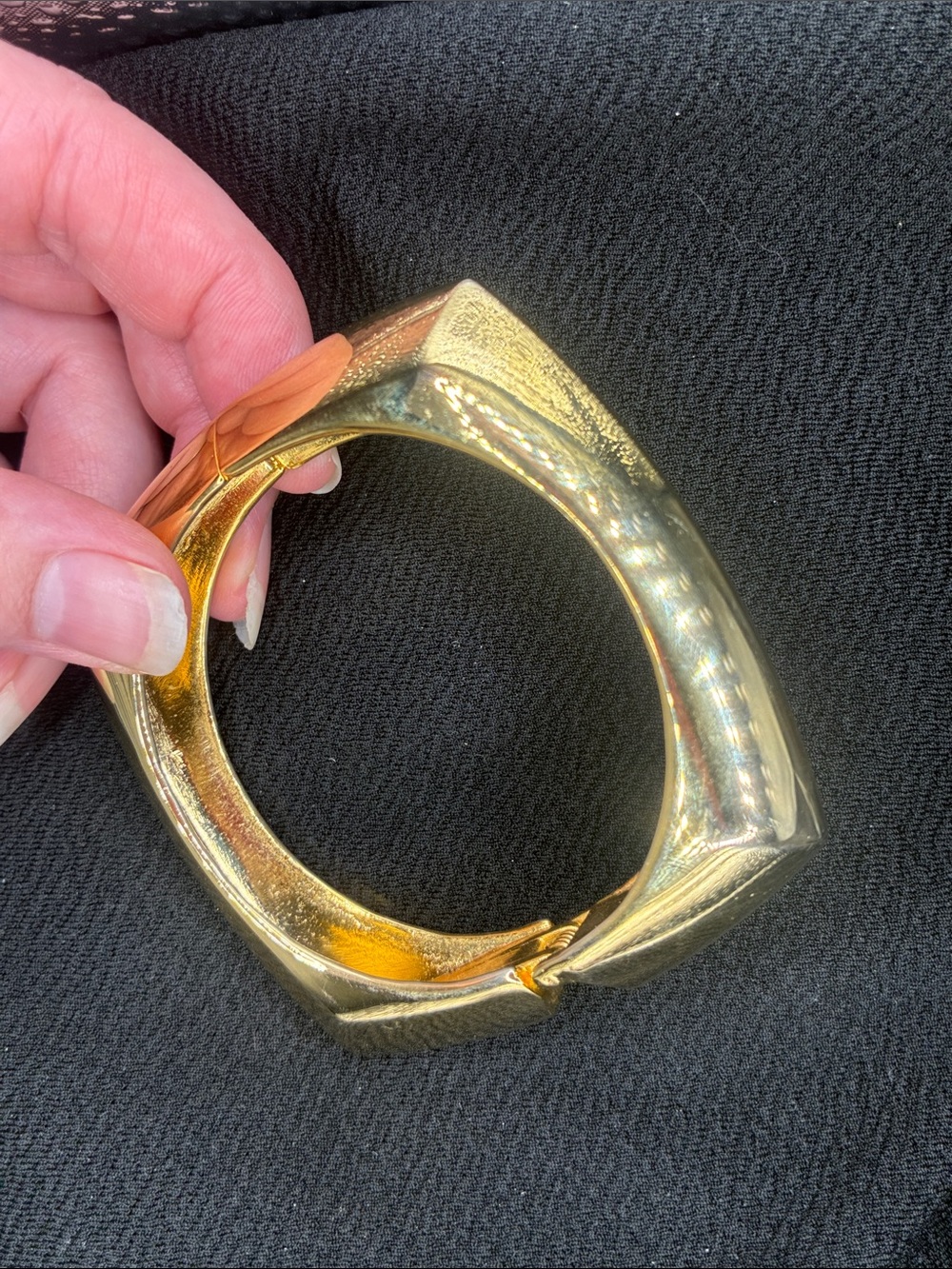 Gold-Tone Sculpted Geometric Hinged Bracelet - Women Jewelry